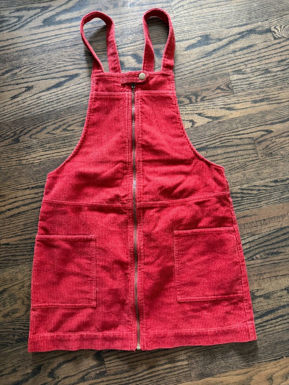 Red Corduroy Overall Dress Size M